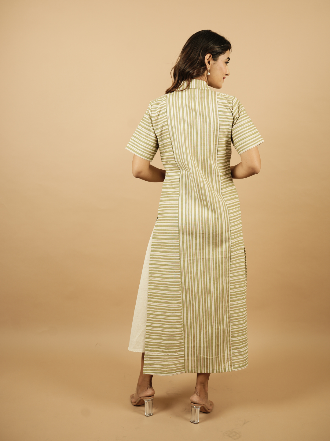 Sage Green Stripes Shrug Dress