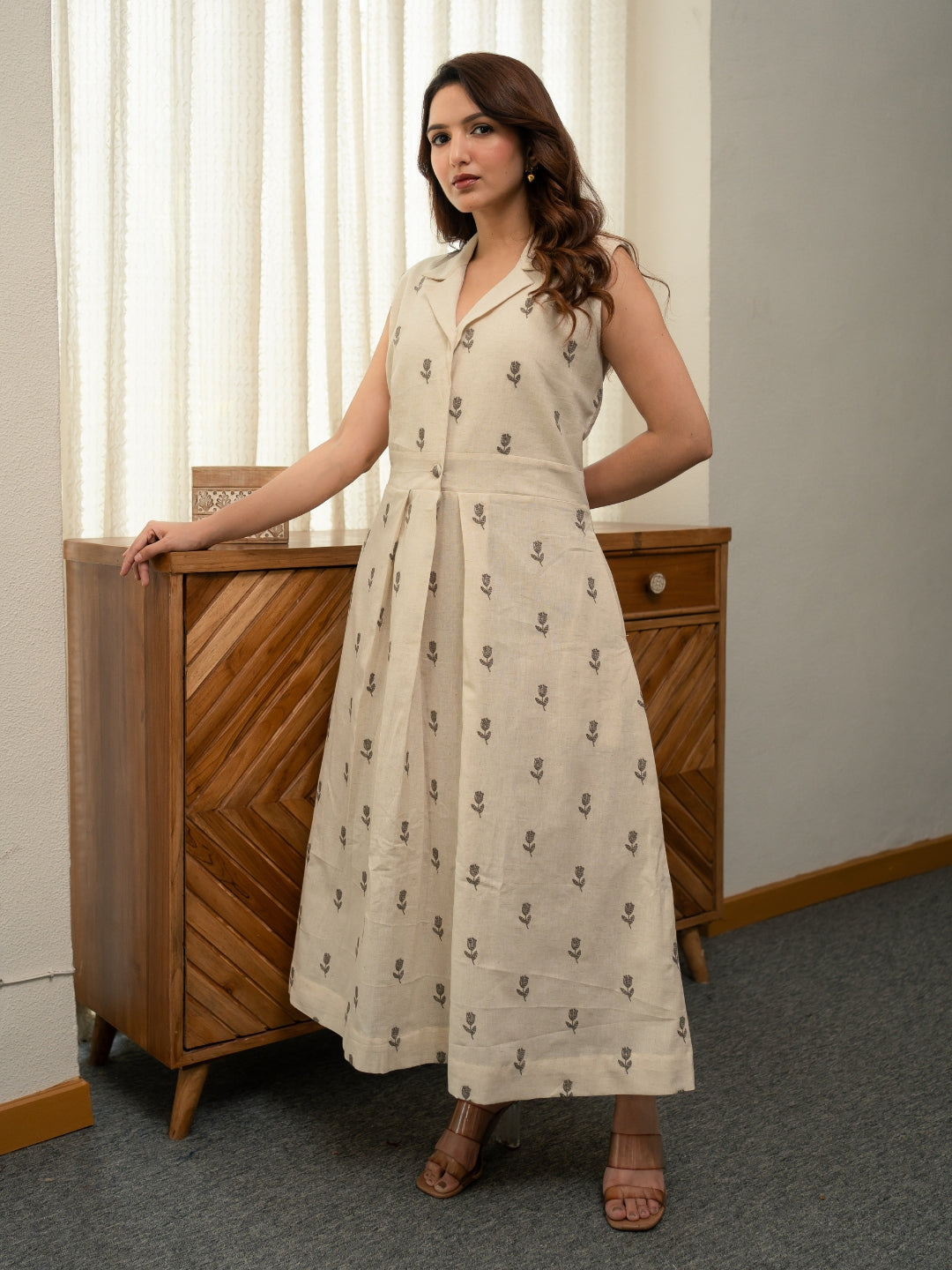Cotton Linen Embriodery Dress