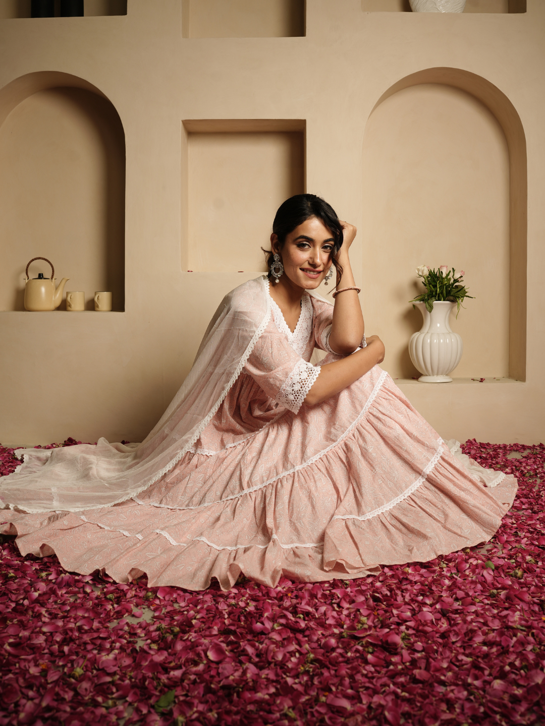 Shahi Gulaab Anarkali Kurta with Dupatta and Pants