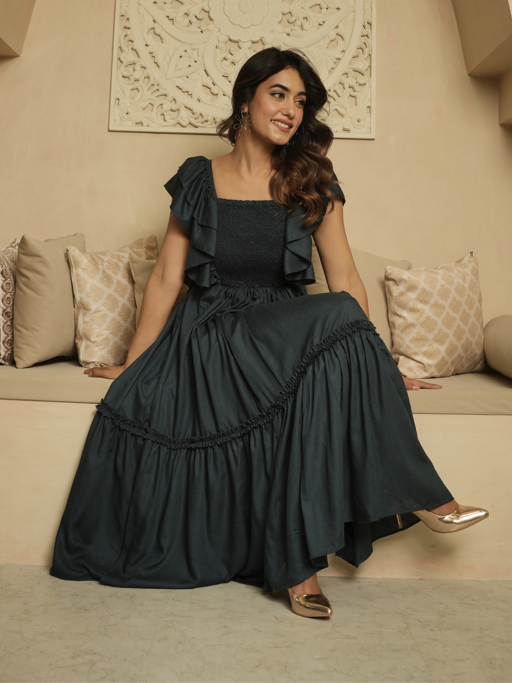 Whimsical Whirl Indigo Dress