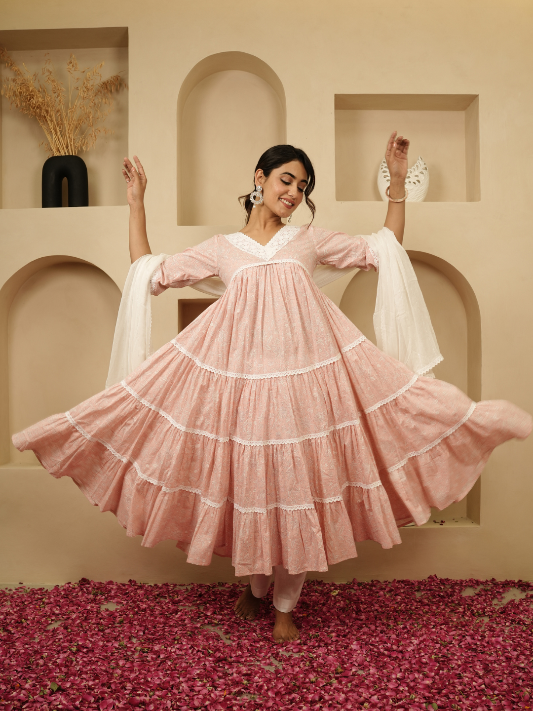 Shahi Gulaab Anarkali Kurta with Dupatta and Pants