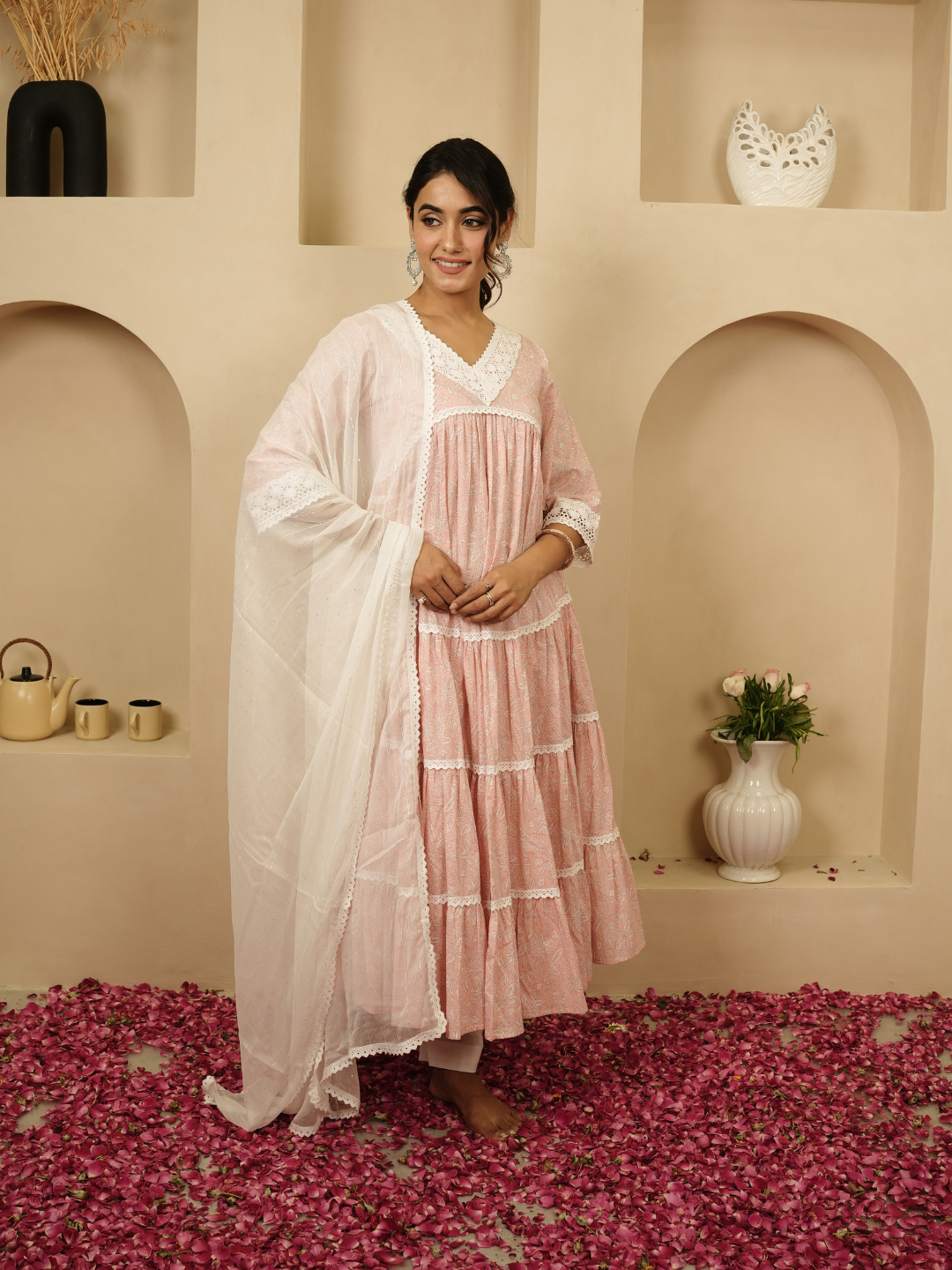Shahi Gulaab Anarkali Kurta with Dupatta and Pants