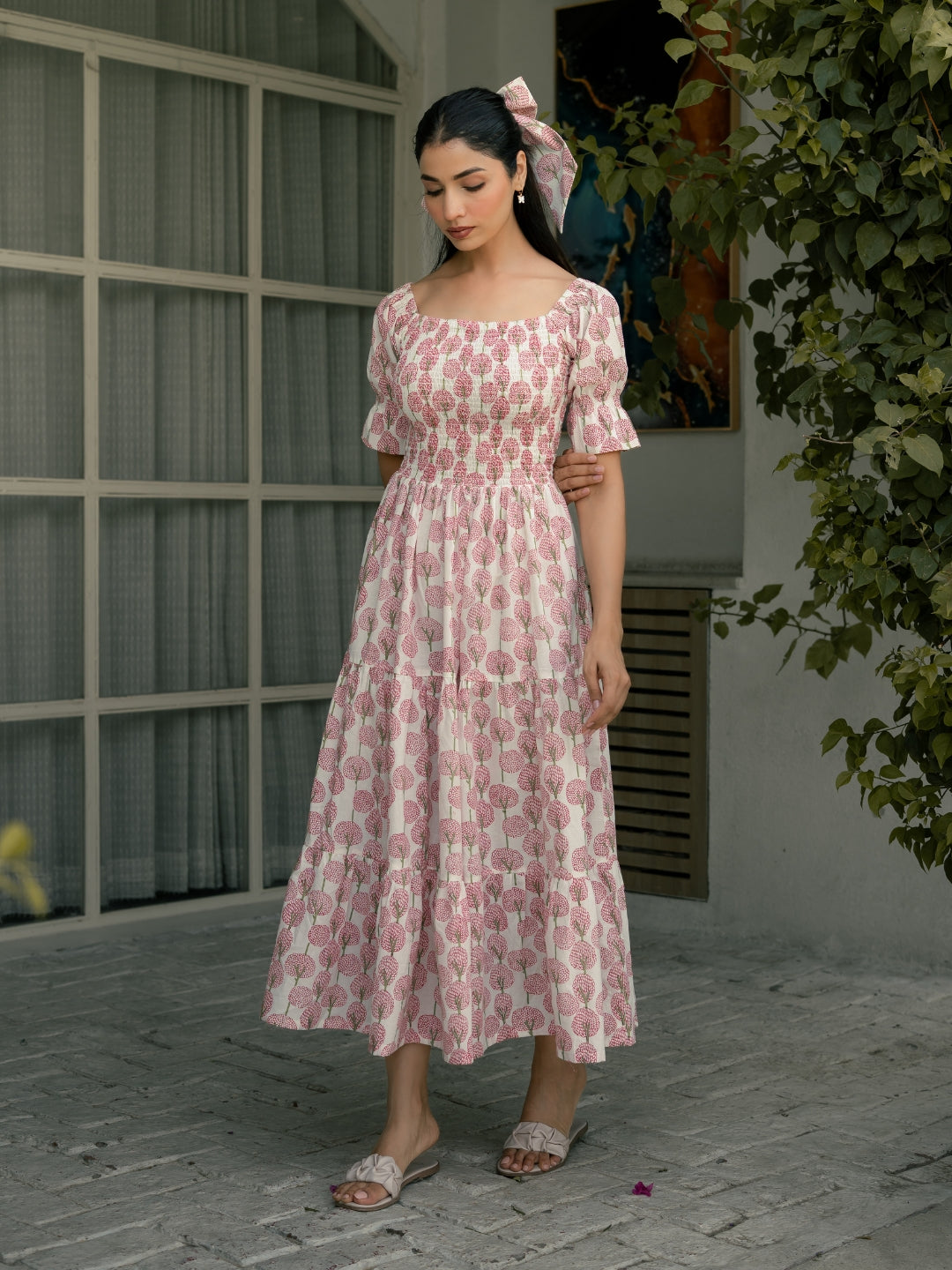 Rosy Petals Block Printed Dress