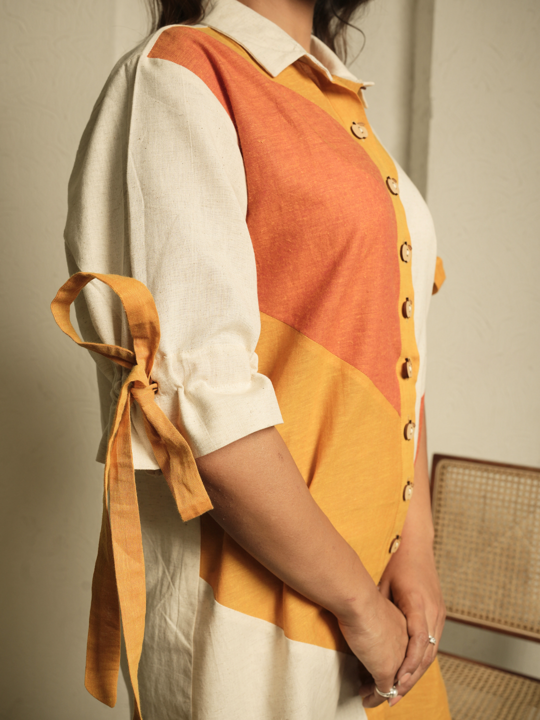 Tri-Chromatic Threads Shirt Dress