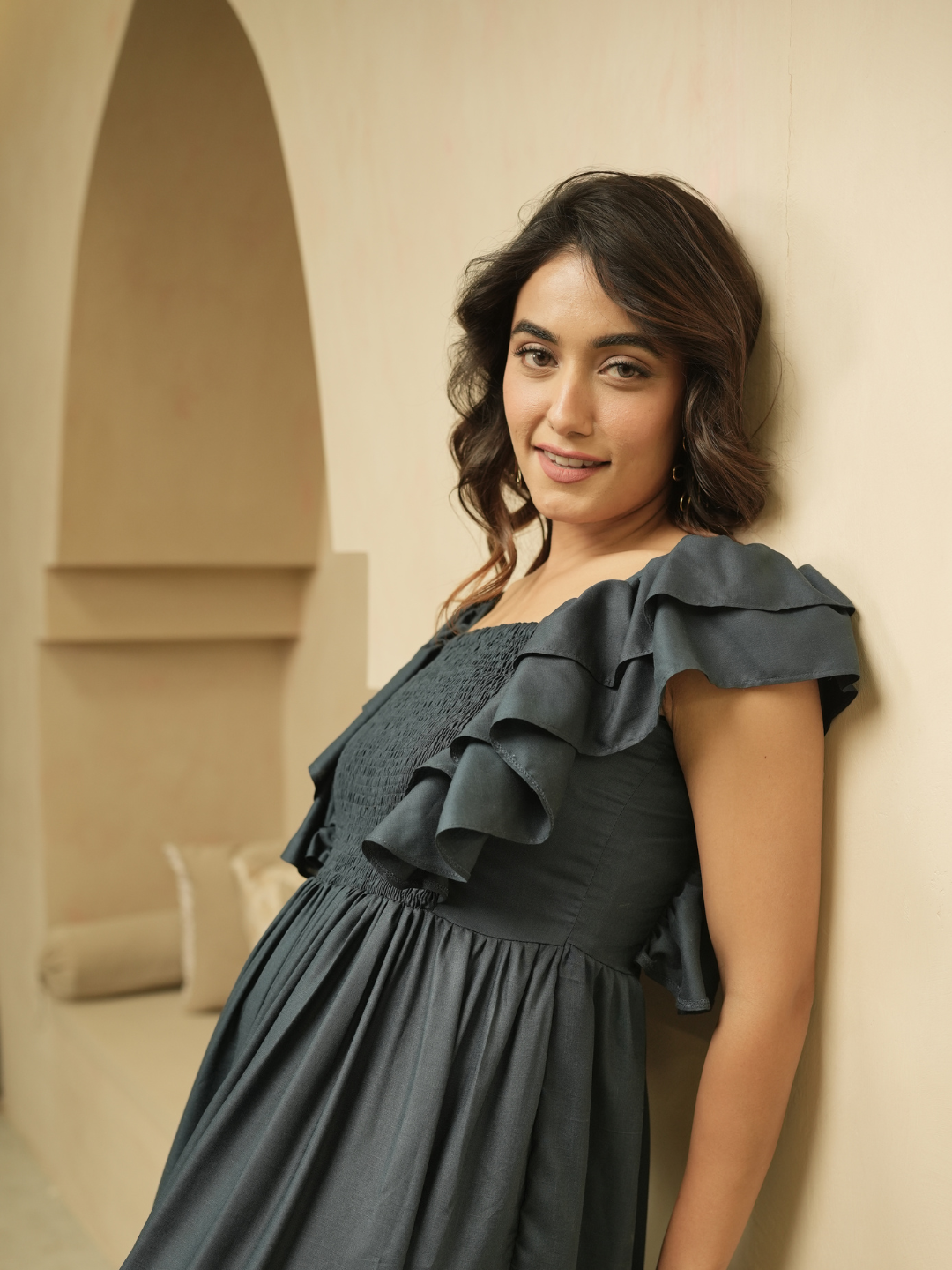 Whimsical Whirl Indigo Dress